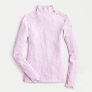 NWT J. Crew Button-Shoulder Ribbed Turtleneck Top